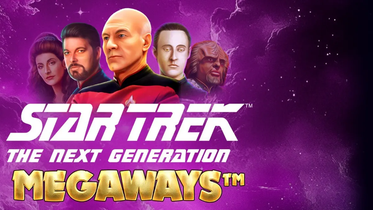 Tampilan antarmuka slot Star Trek: The Next Generation Megaways dengan tema USS Enterprise